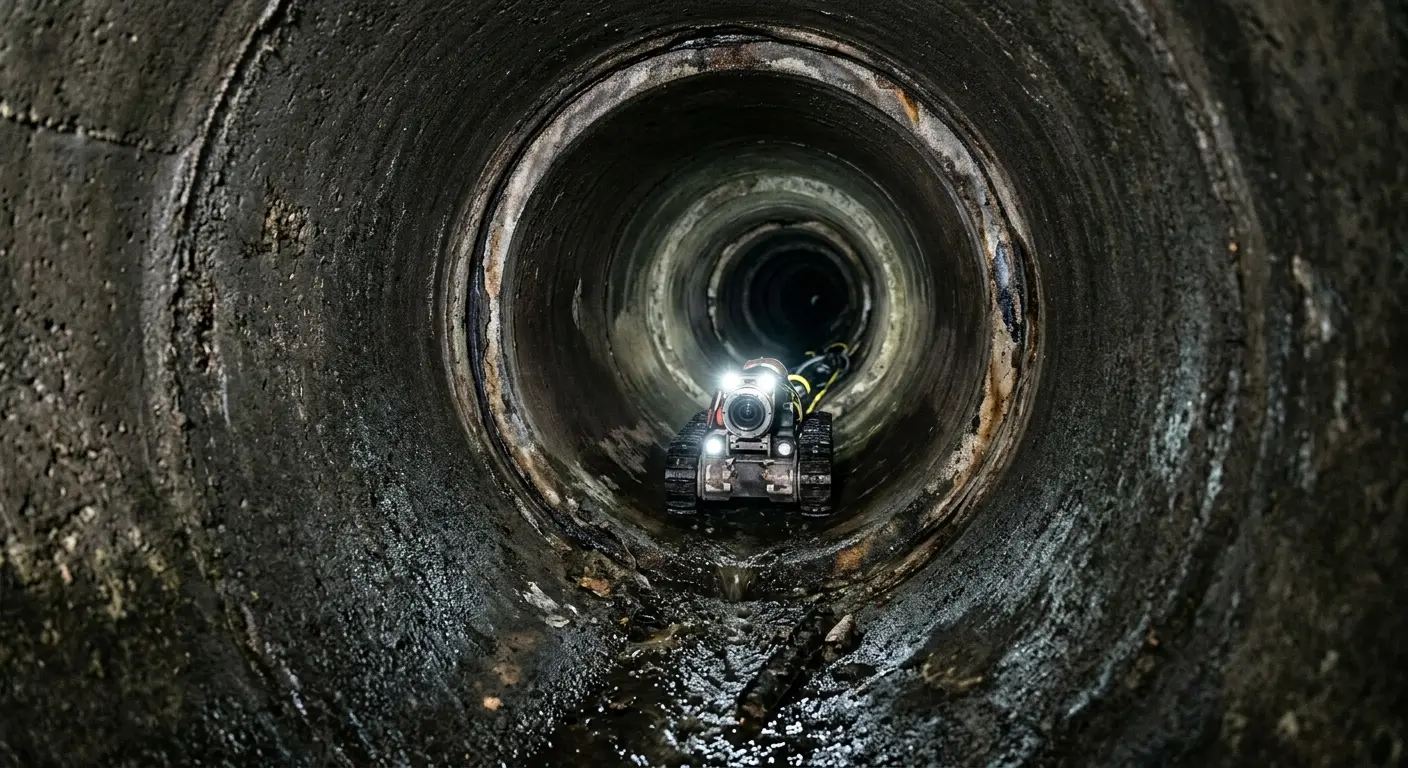 Robotic sewer camera inspecting pipe interior for Sewer Line Cleaning in South Bend